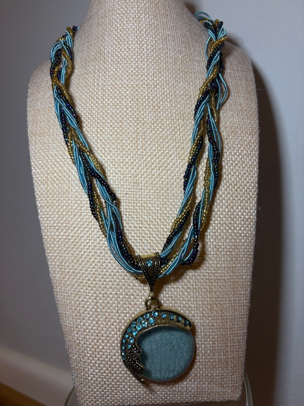 Boho Turquoise Multi-Strand Pendant Necklace